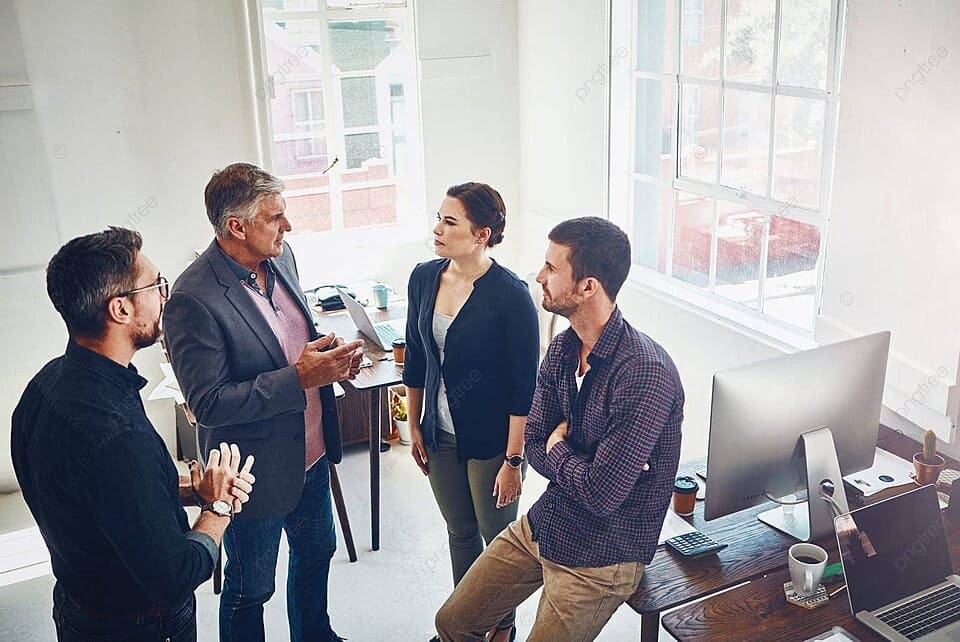 People in office discussion